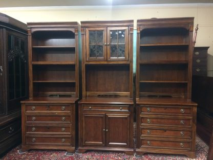 Vintage Three Section Bookcase, Hooker Bookcase Cabinet, Large Bookcase Wall Unit - Image 2