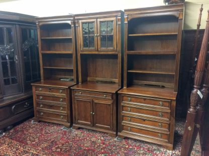 Vintage Three Section Bookcase, Hooker Bookcase Cabinet, Large Bookcase Wall Unit - Image 3