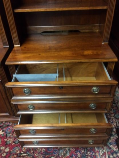 Vintage Three Section Bookcase, Hooker Bookcase Cabinet, Large Bookcase Wall Unit - Image 6