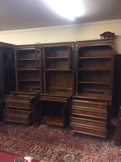 Vintage Three Section Bookcase, Hooker Bookcase Cabinet, Large Bookcase Wall Unit - Image 10