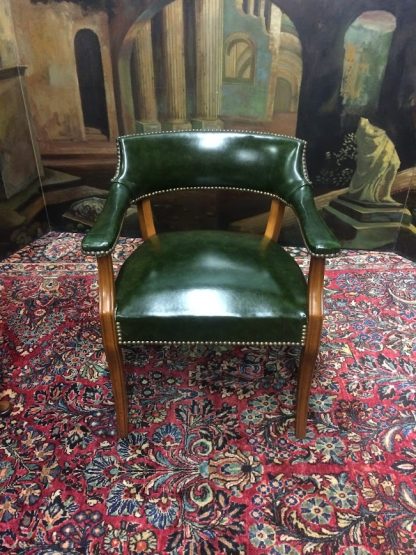 Vintage Leather Chair, Green Leather Office Chair - Image 2