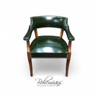 Vintage Leather Chair, Green Leather Office Chair