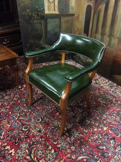 Vintage Leather Chair, Green Leather Office Chair - Image 3