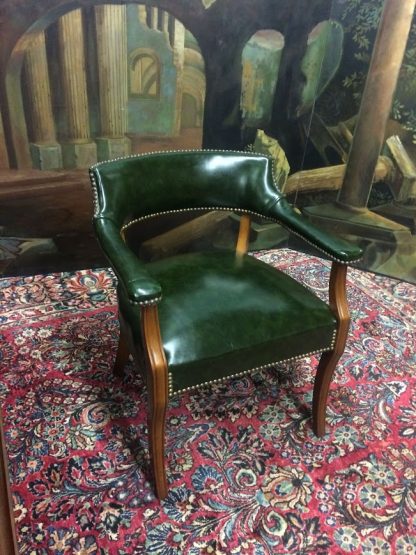 Vintage Leather Chair, Green Leather Office Chair - Image 4