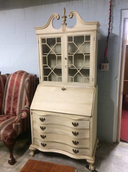 Vintage Distressed Secretary Desk, Maddox Furniture Desk, Painted Desk, White Desk - Image 2