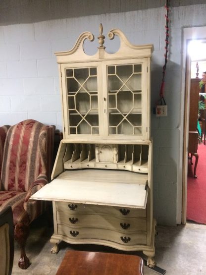 Vintage Distressed Secretary Desk, Maddox Furniture Desk, Painted Desk, White Desk - Image 3