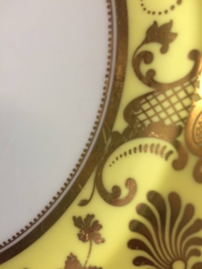 Antique English Cauldon Dinner Plates, Yellow and Gold Dinner Plates, Set of Ten - Image 10