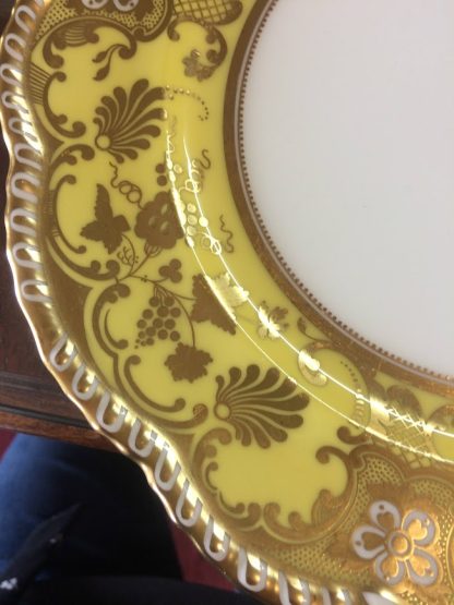 Antique English Cauldon Dinner Plates, Yellow and Gold Dinner Plates, Set of Ten - Image 11