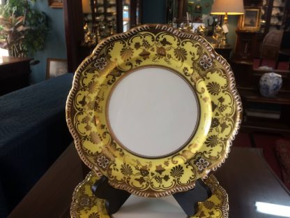 Antique English Cauldon Dinner Plates, Yellow and Gold Dinner Plates, Set of Ten - Image 3