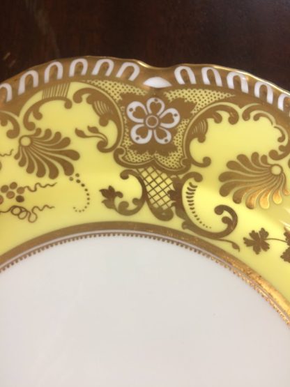 Antique English Cauldon Dinner Plates, Yellow and Gold Dinner Plates, Set of Ten - Image 8