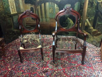 Victorian Parlor Chairs, Antique Chair Frames, 1800s Chairs to Reupholster - Image 2
