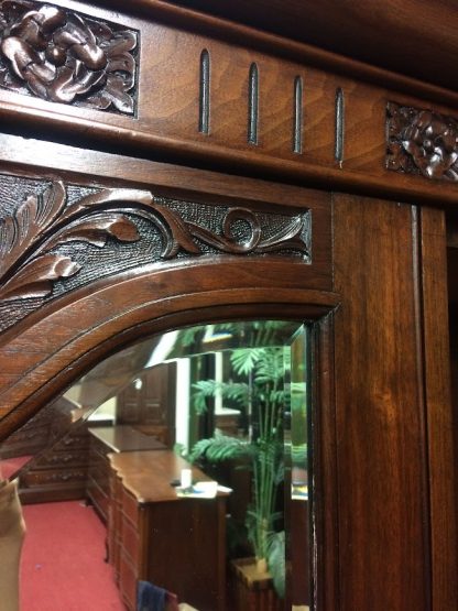 Antique English Wardrobe, Antique Armoire with Mirrors, Walnut Wardrobe - Image 14
