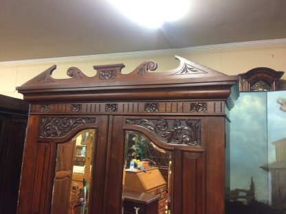 Antique English Wardrobe, Antique Armoire with Mirrors, Walnut Wardrobe - Image 3