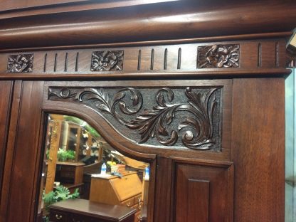 Antique English Wardrobe, Antique Armoire with Mirrors, Walnut Wardrobe - Image 4