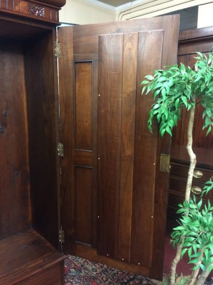 Antique English Wardrobe, Antique Armoire with Mirrors, Walnut Wardrobe - Image 8