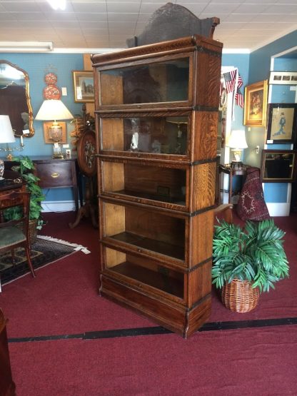 Antique Barrister Bookcase, Stackable Bookcase, Brass Strapping Bookcase - Image 3