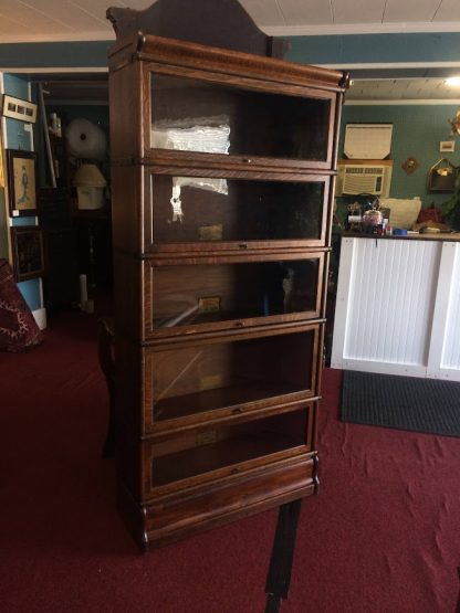 Antique Barrister Bookcase, Stackable Bookcase, Brass Strapping Bookcase - Image 4