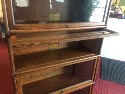 Antique Barrister Bookcase, Stackable Bookcase, Brass Strapping Bookcase - Image 5