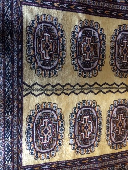 Vintage Persian Area Rug, 4 ft by 6 ft Rug, Bokhara Rug, Gold Area Rug - Image 2