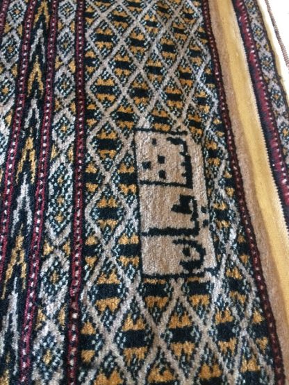 Vintage Persian Area Rug, 4 ft by 6 ft Rug, Bokhara Rug, Gold Area Rug - Image 5