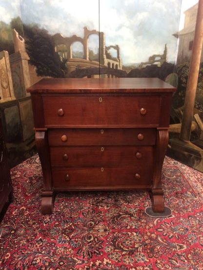 Antique Cherry Empire Chest of Drawers, Cherry Empire Chest Scroll Foot - Image 3