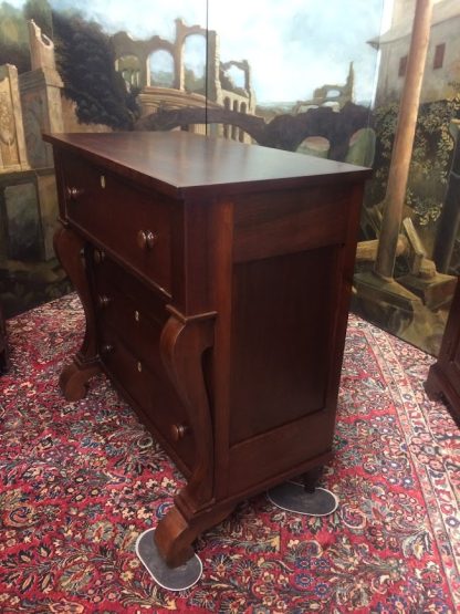 Antique Cherry Empire Chest of Drawers, Cherry Empire Chest Scroll Foot - Image 4