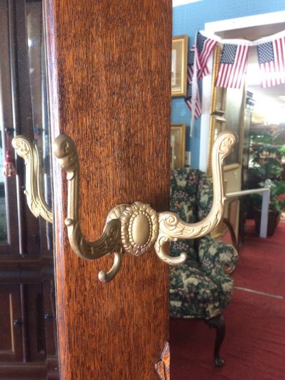 Antique Hall Tree, Oak Hall Tree with Mirror - Image 7