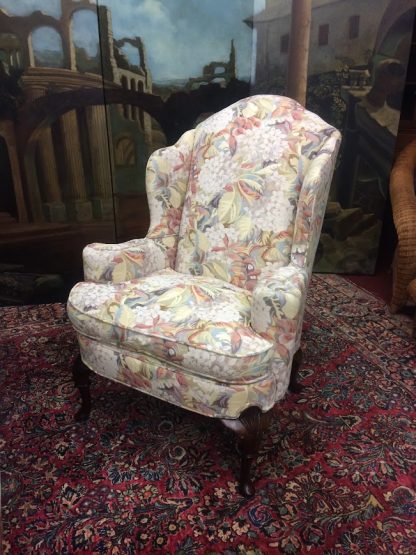 Vintage Queen Anne Wing Back Chair, Hydrangea Chair - Image 2