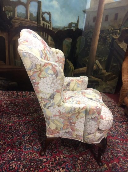 Vintage Queen Anne Wing Back Chair, Hydrangea Chair - Image 7