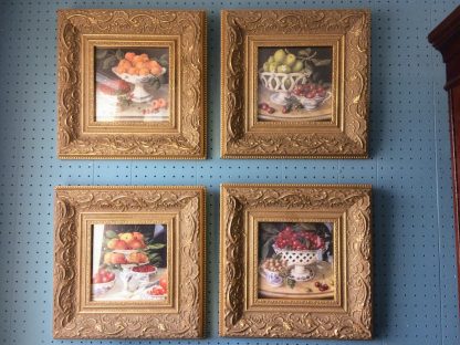 Vintage Fruit Prints, Framed Prints for Kitchen, Traditional Prints Gold Frames, Set of Four - Image 2