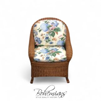 Vintage Wicker Rocking Chair, Wicker Rocker with Cushions