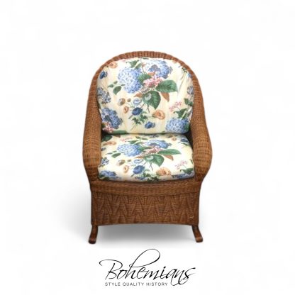 Vintage Wicker Rocking Chair, Wicker Rocker with Cushions