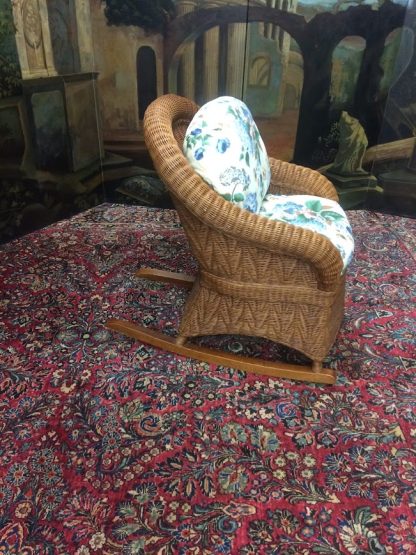 Vintage Wicker Rocking Chair, Wicker Rocker with Cushions - Image 3