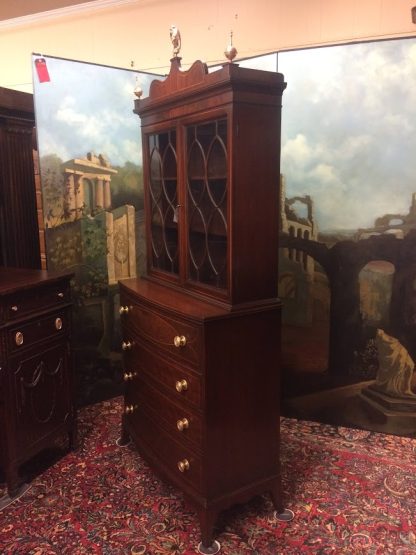Antique Federal Secretary Desk, Federal Inlaid Desk with Bookcase Top - Image 12