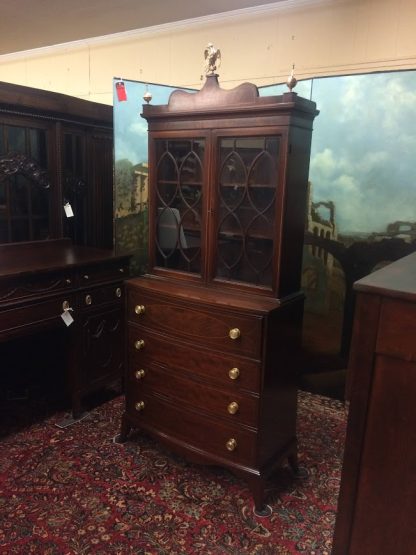 Antique Federal Secretary Desk, Federal Inlaid Desk with Bookcase Top - Image 3