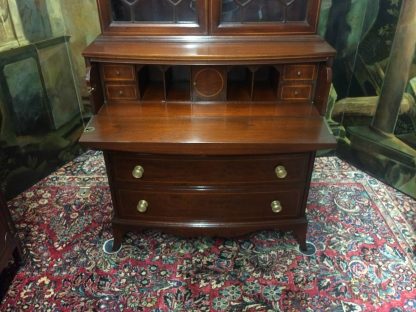 Antique Federal Secretary Desk, Federal Inlaid Desk with Bookcase Top - Image 6
