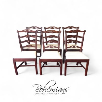 Mahogany Dining Chairs, Antique Dining Chairs, Ribbon Back Chairs, Set of Six