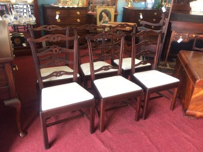 Mahogany Dining Chairs, Antique Dining Chairs, Ribbon Back Chairs, Set of Six - Image 3