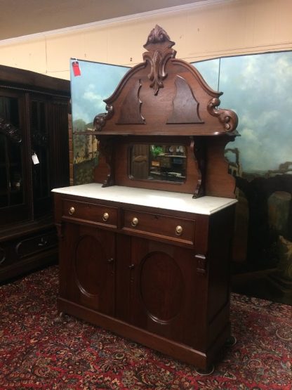 Antique Victorian Sideboard, Antique Bar, Marble Top Buffet - Image 2