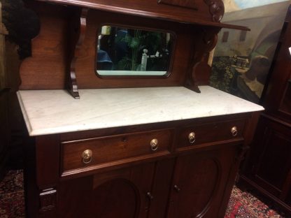 Antique Victorian Sideboard, Antique Bar, Marble Top Buffet - Image 5