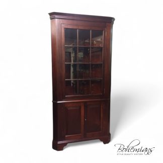 Vintage Corner Cabinet, Henkel Harris Furniture, Mahogany Corner Cabinet