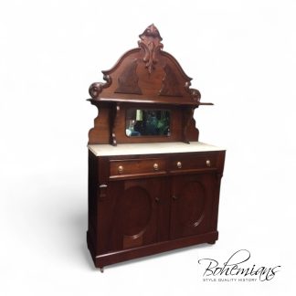 Antique Victorian Sideboard, Antique Bar, Marble Top Buffet