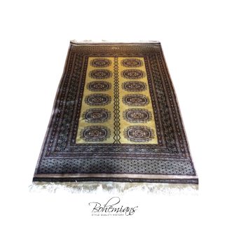 Vintage Persian Area Rug, 4 ft by 6 ft Rug, Bokhara Rug, Gold Area Rug