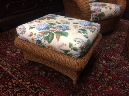 Vintage Wicker Chairs and Ottoman Set, Wicker Chair Set - Image 7