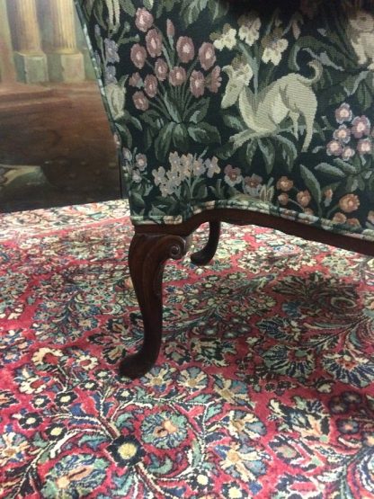 Antique Wing Chair, Antique Wing Back Chair, English Style Chair, Tapestry Chair - Image 6