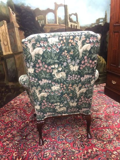 Antique Wing Chair, Antique Wing Back Chair, English Style Chair, Tapestry Chair - Image 9