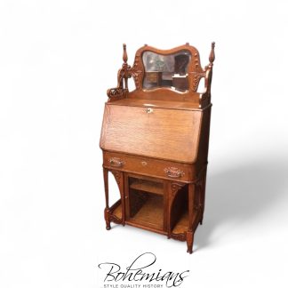 Antique Oak Desk, Art Nouveau Oak Slant Front Desk