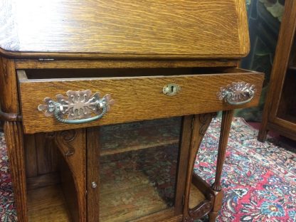 Antique Oak Desk, Art Nouveau Oak Slant Front Desk - Image 5