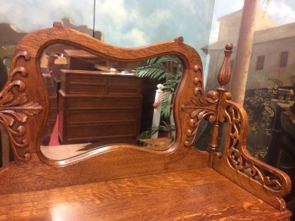 Antique Oak Desk, Art Nouveau Oak Slant Front Desk - Image 6