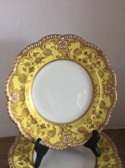 Antique Yellow Dinner Plates, Cauldon Dinner Plates, Set of Six - Image 2